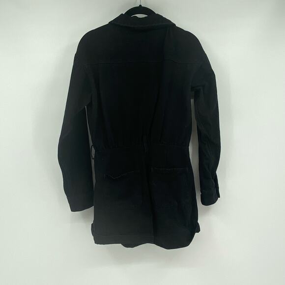 Lovers + Friends Women's Black Denim Coverall Romper Size XS X-Small - Picture 2 of 13